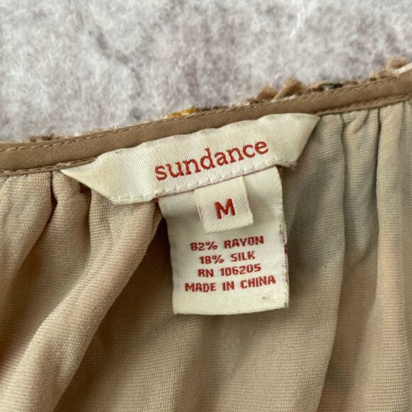 Sundance All Hours Crushed Velvet Silk Blend Floral Balloon Sleeve Top Medium - Picture 10 of 12